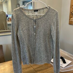 JCrew cable knit grey cardigan
